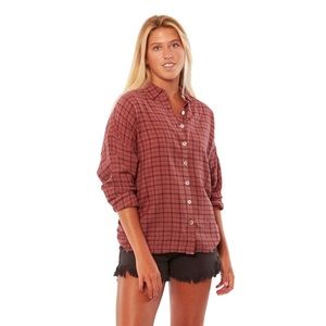 Sisstrevolution Women Red Shorebreak Long Sleeve Blouse XSmall